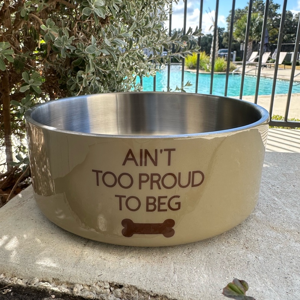 Stainless Steel Double Insulated Non Skid Dog Bowl 64 oz Ain’t Too Proud To Beg